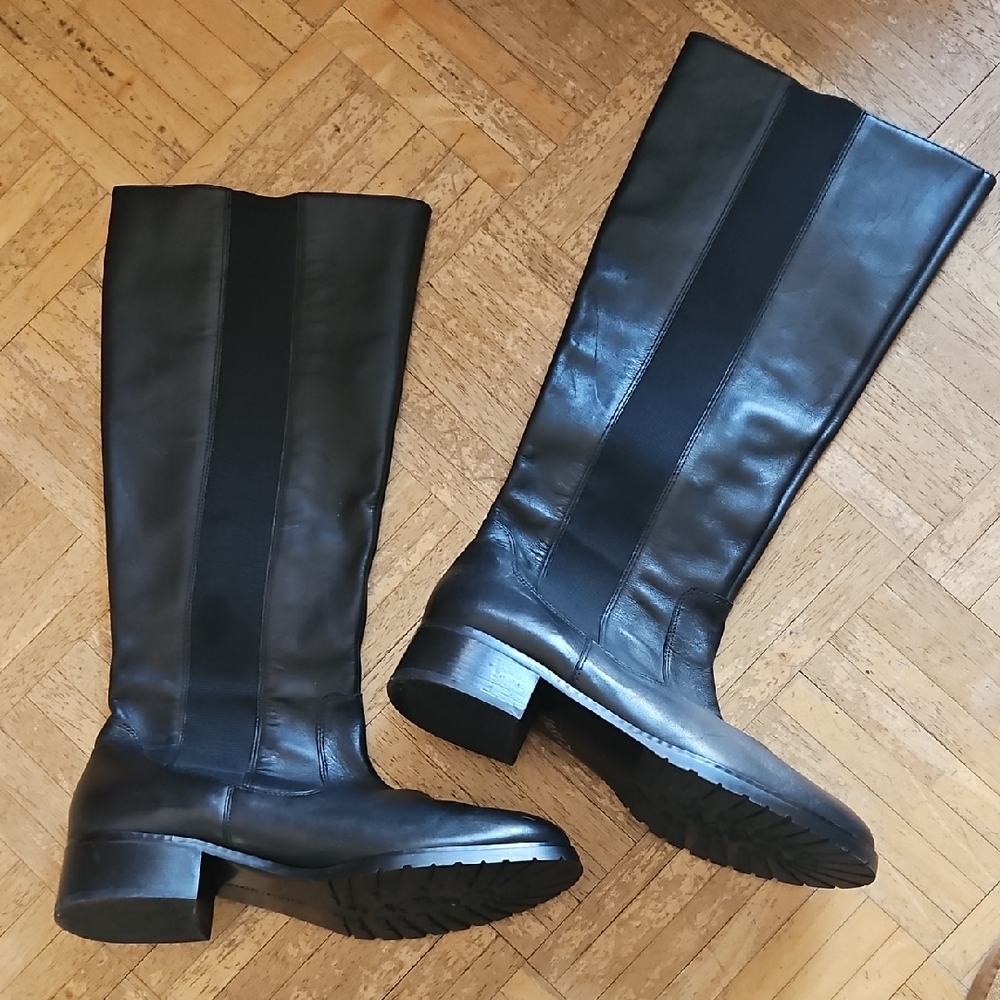 Donald J. Pliner Black Leather Knee-High Boots